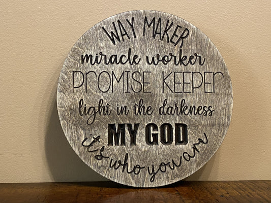 Waymaker Miracle Worker Promise Keeper Christian Wall Art Wood Sign