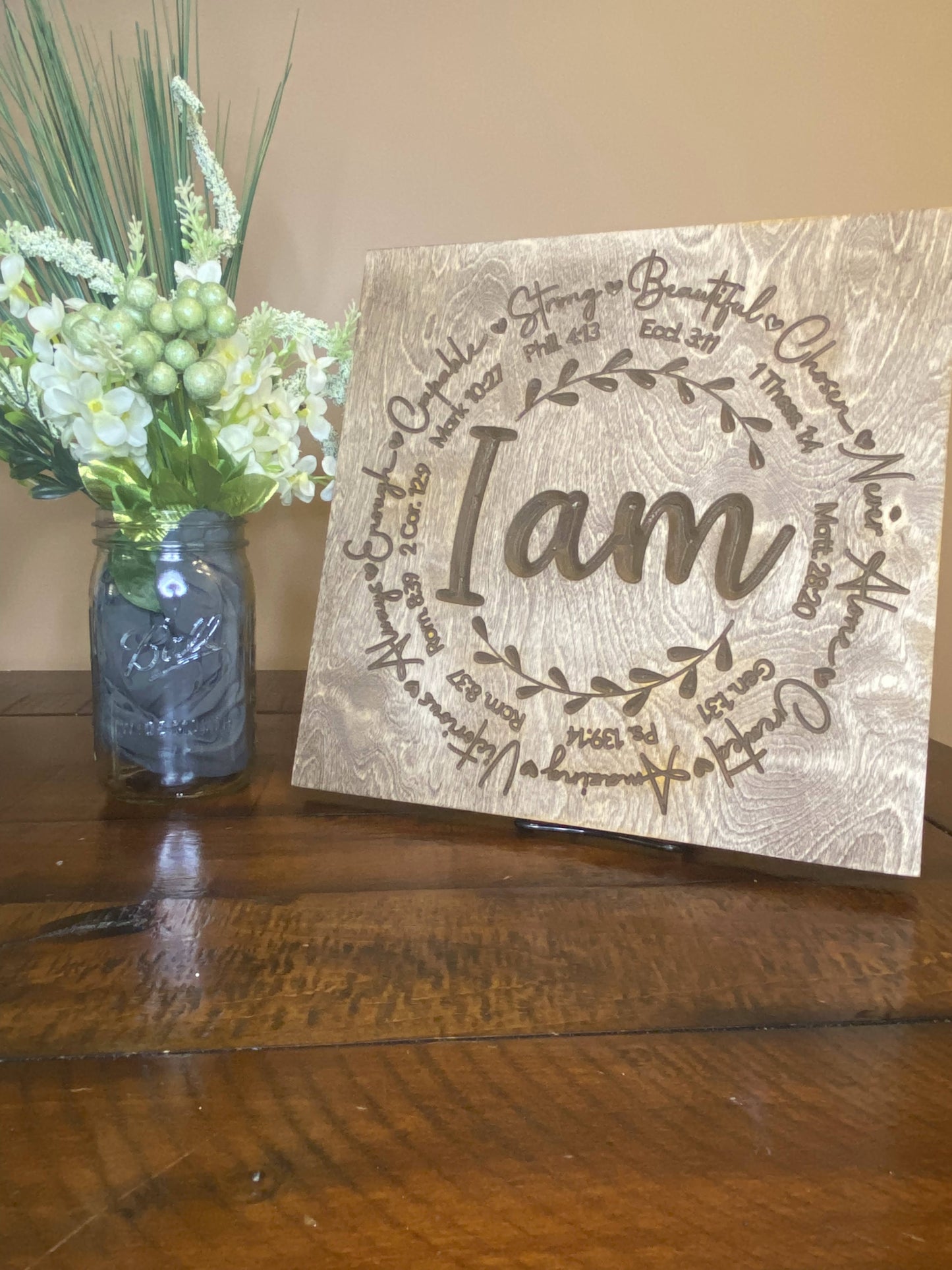 I Am Bible Verse Christian Scripture Wall Art Wood Sign