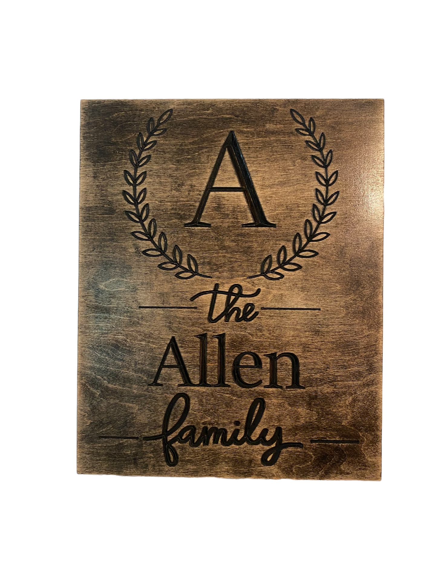 Personalized Last Name Sign with Initial Family Wood Carved Wall Art Wood Sign