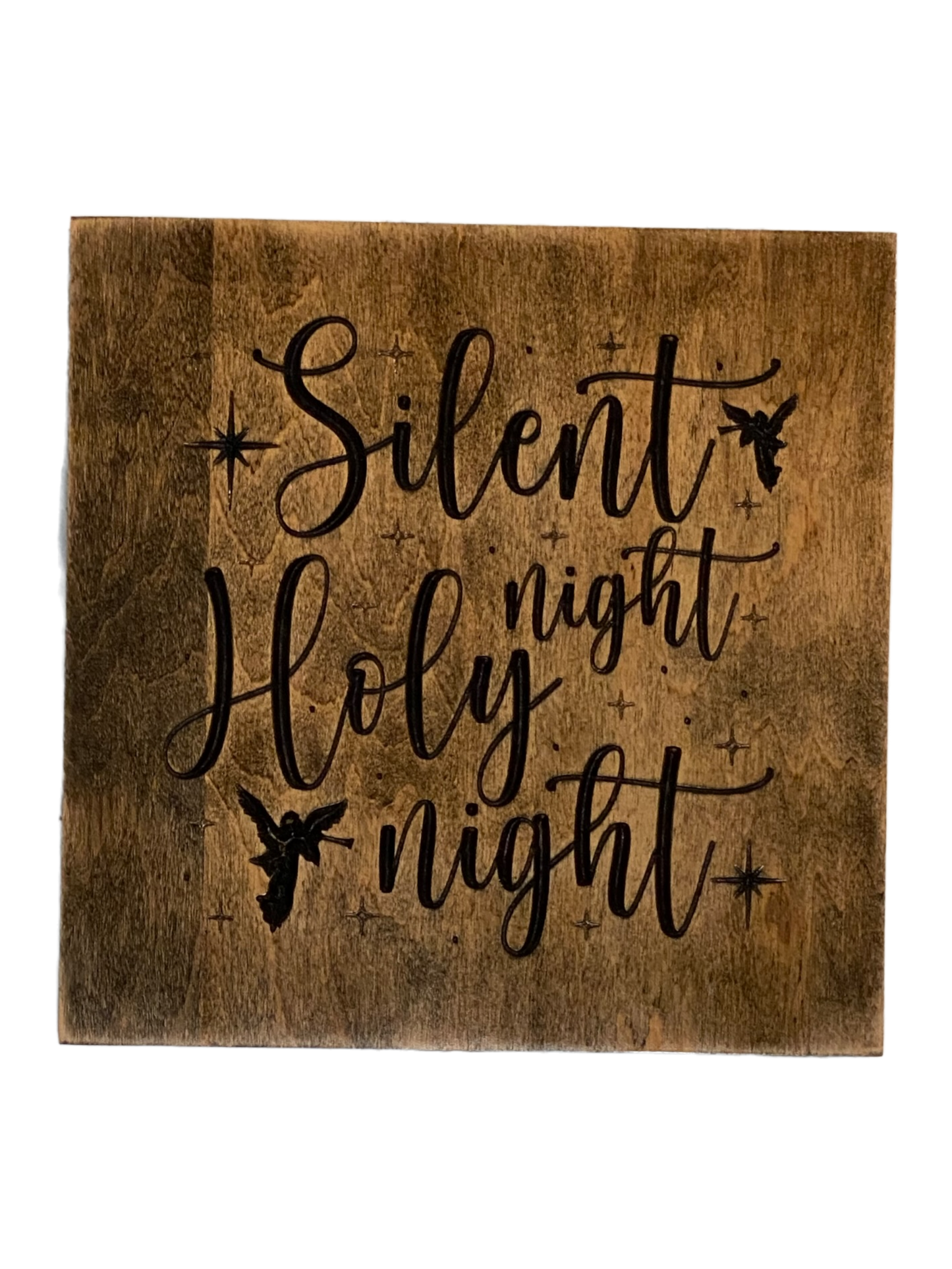 Silent Night Holy Night Christmas Wood Carved Wall Art